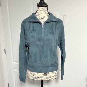 Twik by simons ribbed knit zippered mock neck sweater - S